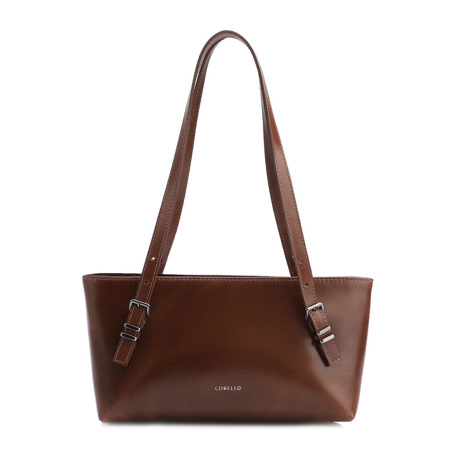 Bolsa De Ombro Fivelas Couro Marrom