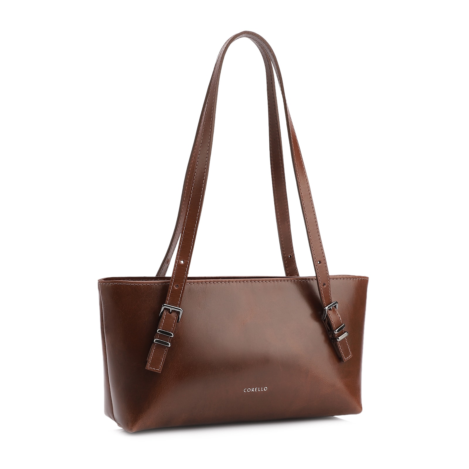 Bolsa De Ombro Fivelas Couro Marrom