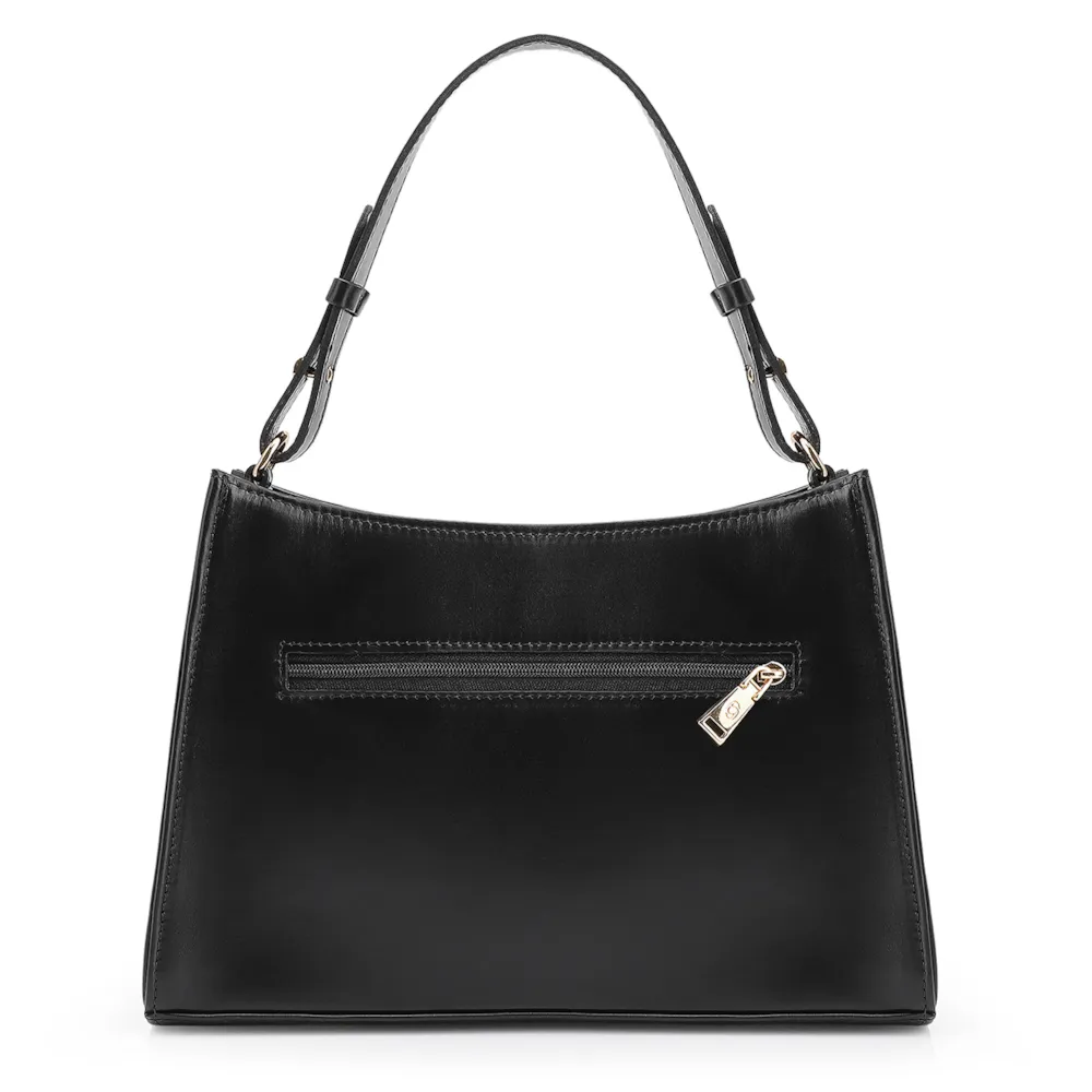 Bolsa De Ombro Fivelas Couro Preto - imagem 3