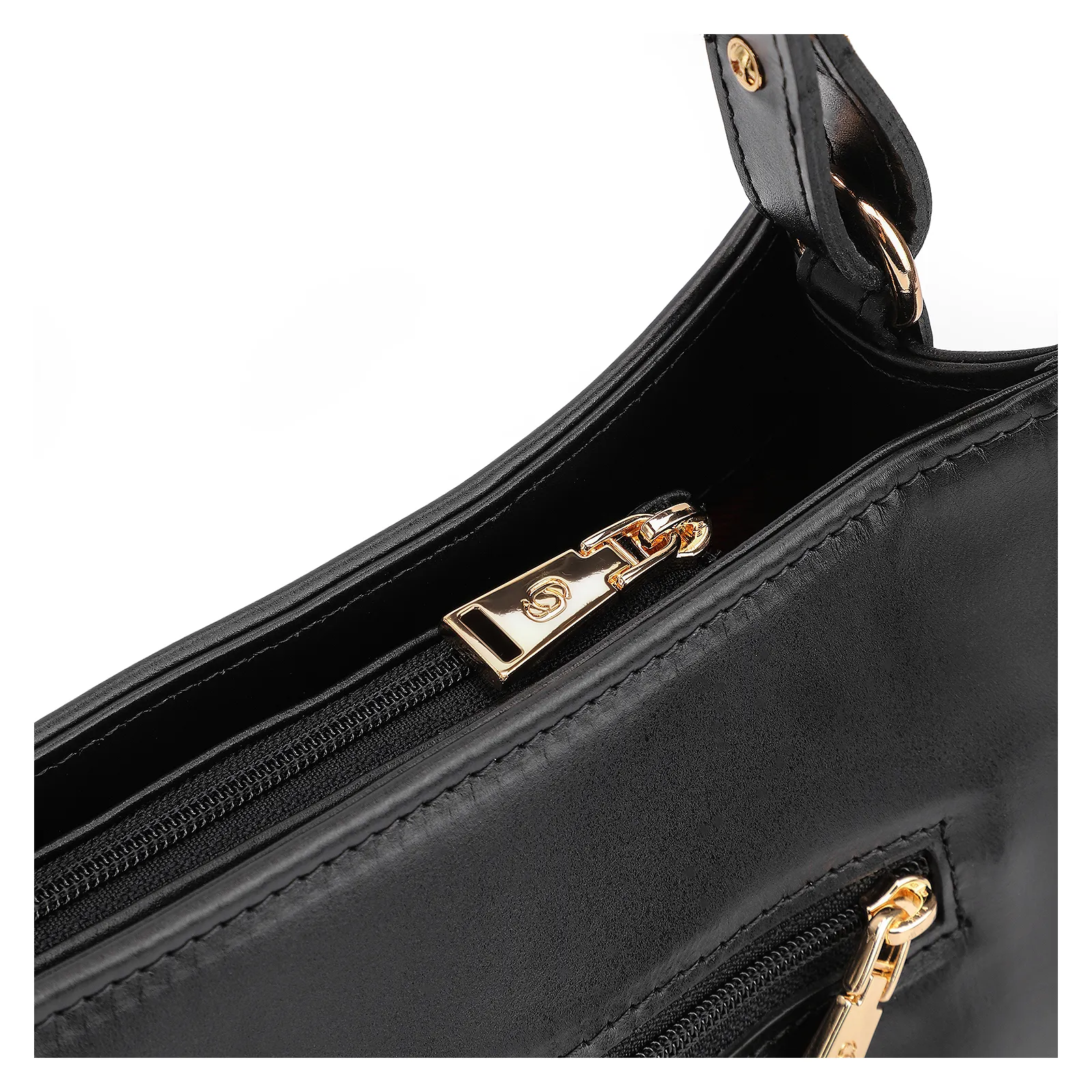 Bolsa De Ombro Fivelas Couro Preto