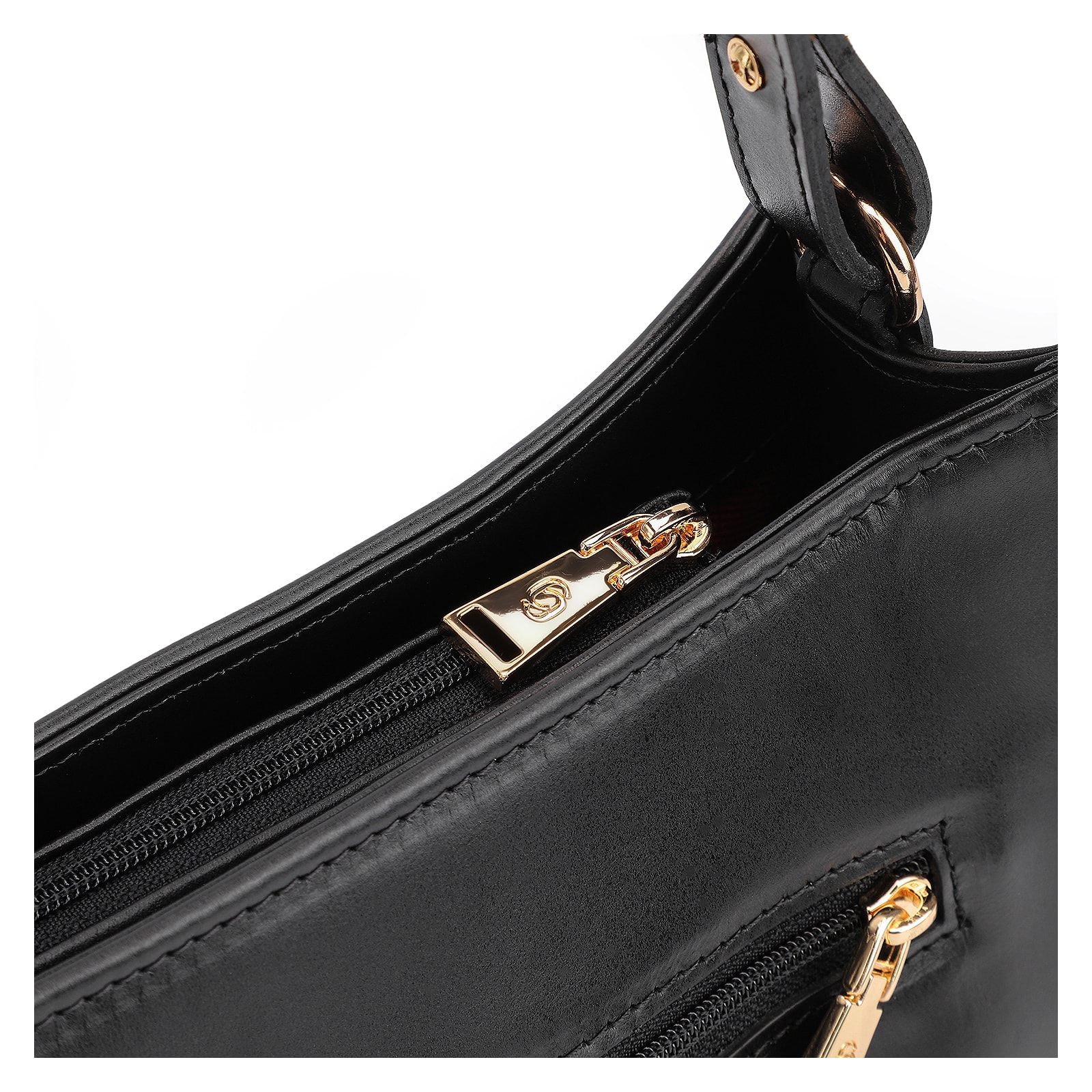 Bolsa De Ombro Fivelas Couro Preto