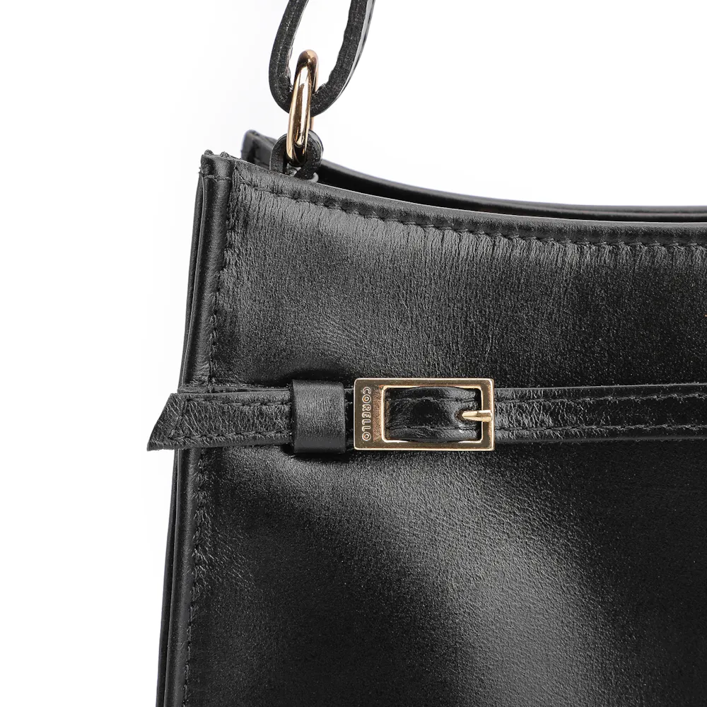 Bolsa De Ombro Fivelas Couro Preto - imagem 7