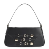 Bolsa De Ombro Fivelas Couro Preto