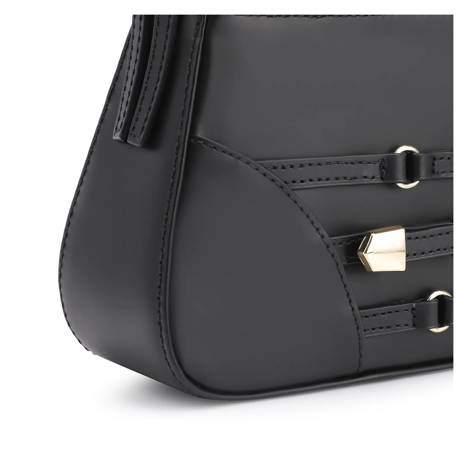 Bolsa De Ombro Fivelas Couro Preto