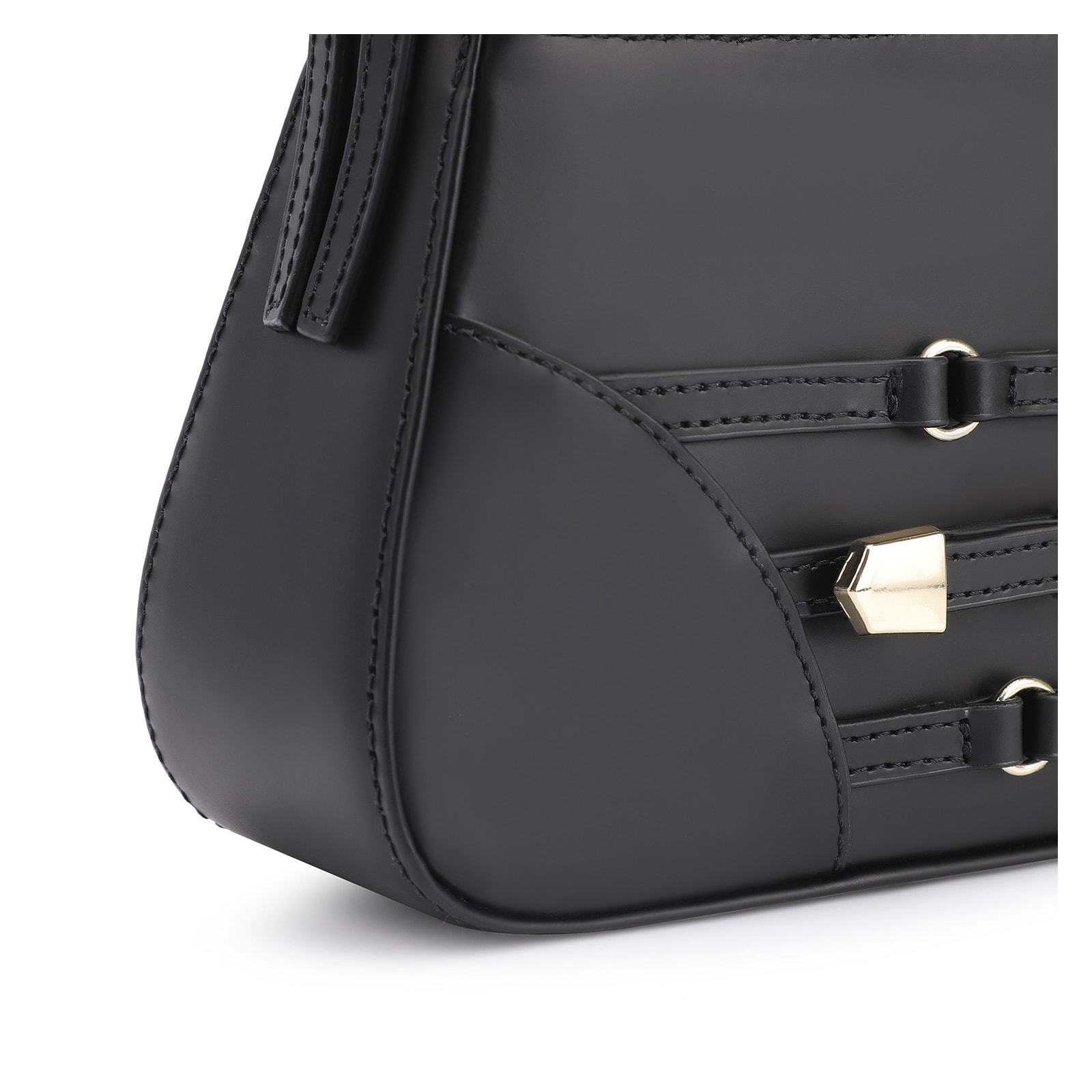 Bolsa De Ombro Fivelas Couro Preto