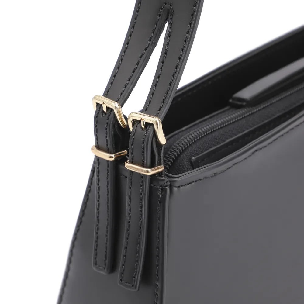 Bolsa De Ombro Fivelas Couro Preto - imagem 8