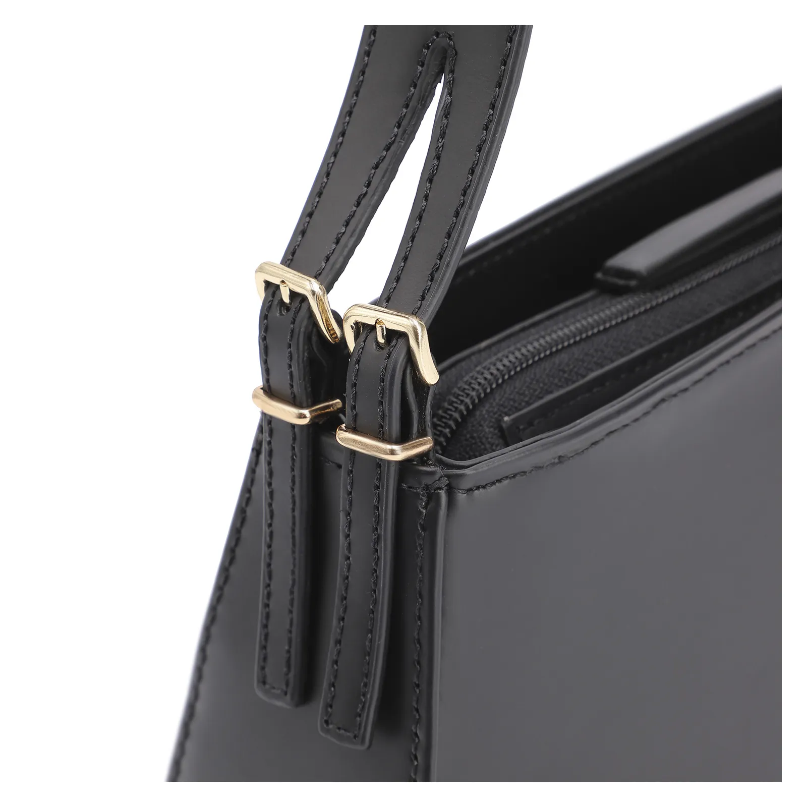 Bolsa De Ombro Fivelas Couro Preto