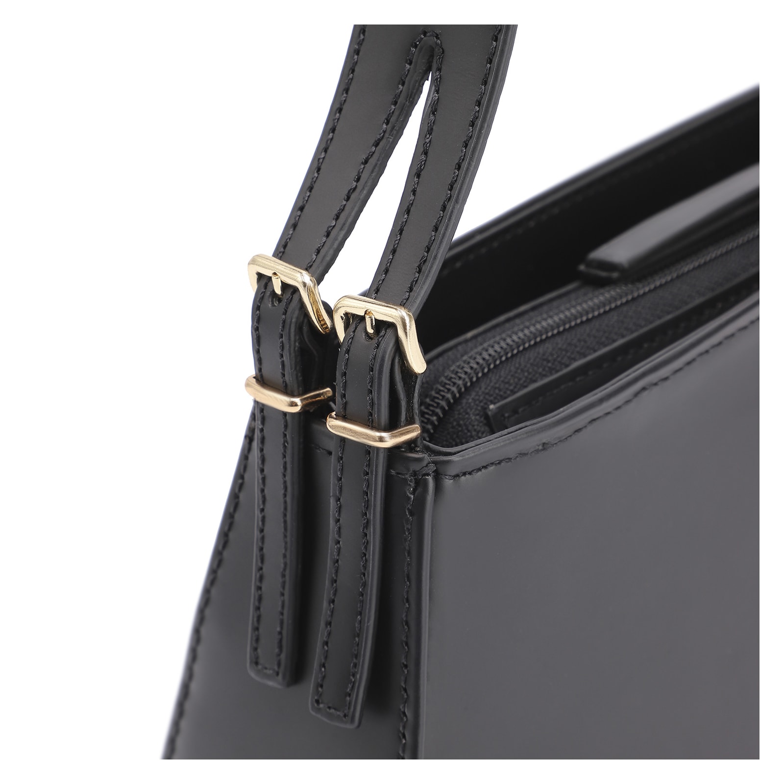 Bolsa De Ombro Fivelas Couro Preto