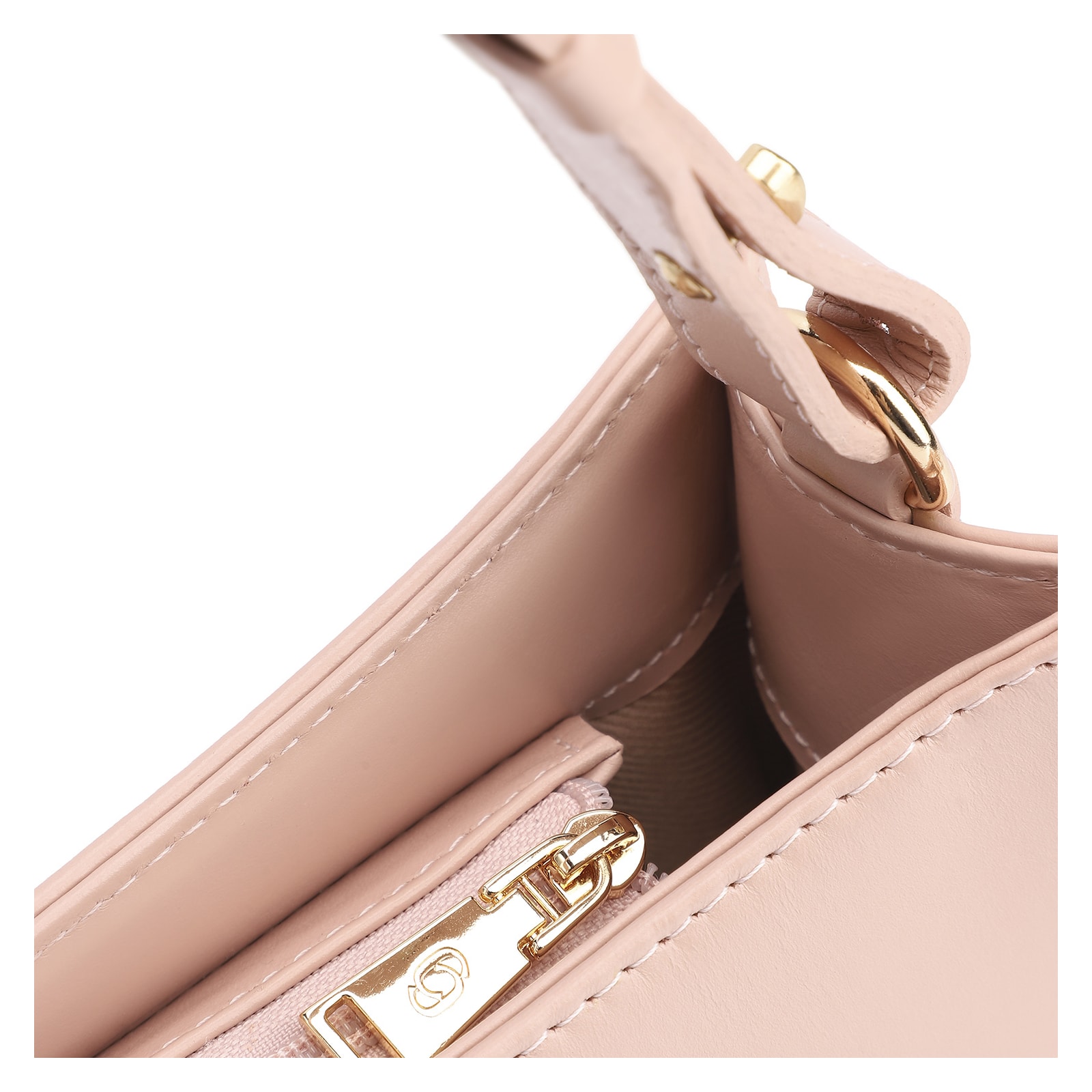 Bolsa De Ombro Fivelas Couro Rosa