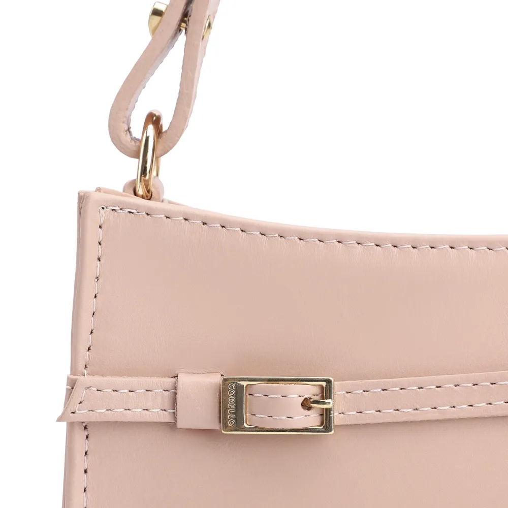 Bolsa De Ombro Fivelas Couro Rosa - imagem 8