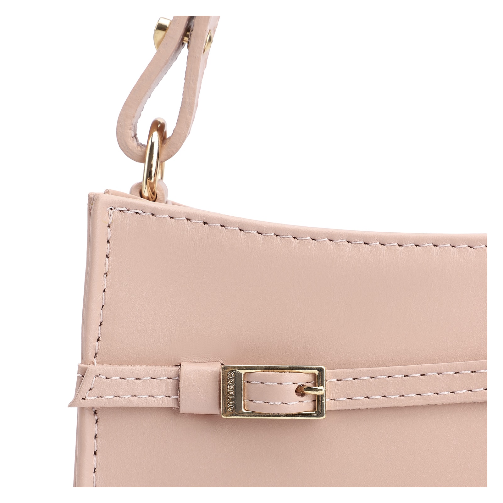 Bolsa De Ombro Fivelas Couro Rosa