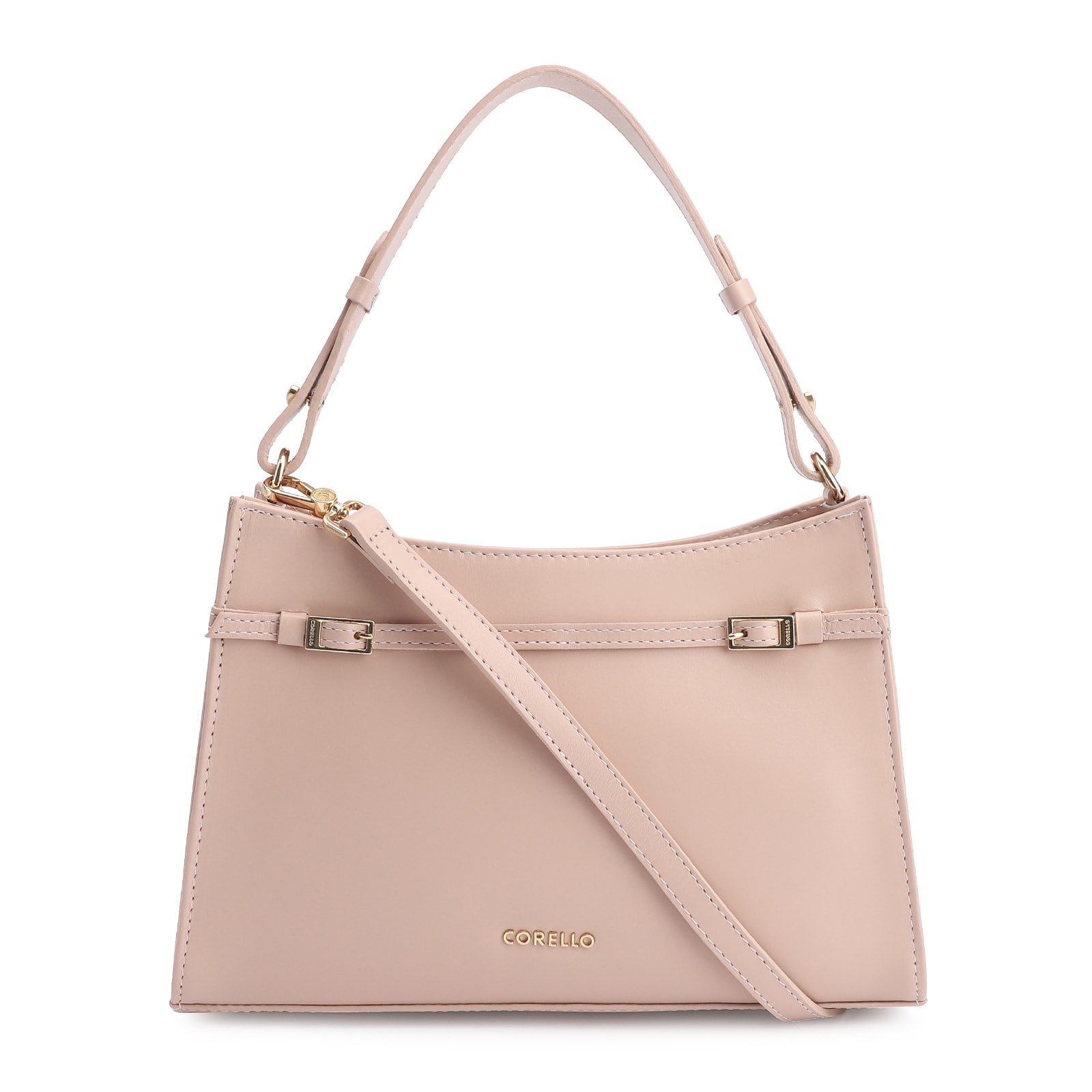 Bolsa De Ombro Fivelas Couro Rosa
