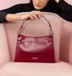 Bolsa De Ombro Fivelas Couro Vermelho Cereja - imagem 2