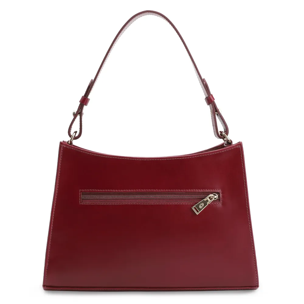 Bolsa De Ombro Fivelas Couro Vermelho Cereja - imagem 4