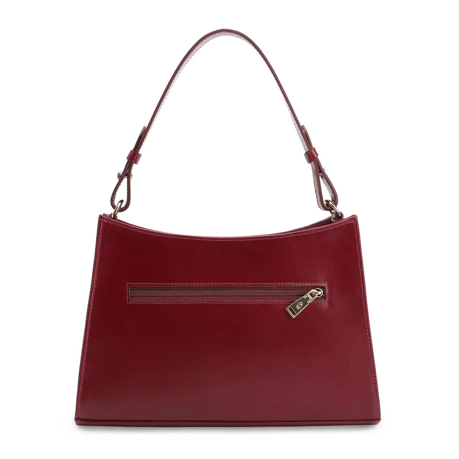 Bolsa De Ombro Fivelas Couro Vermelho Cereja