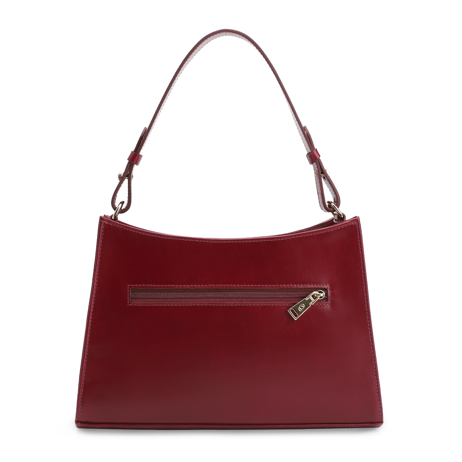 Bolsa De Ombro Fivelas Couro Vermelho Cereja