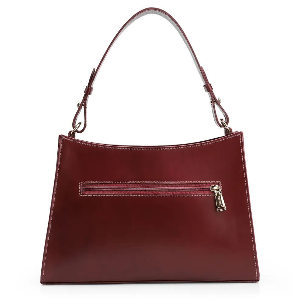 Bolsa De Ombro Fivelas Couro Vinho - imagem 3