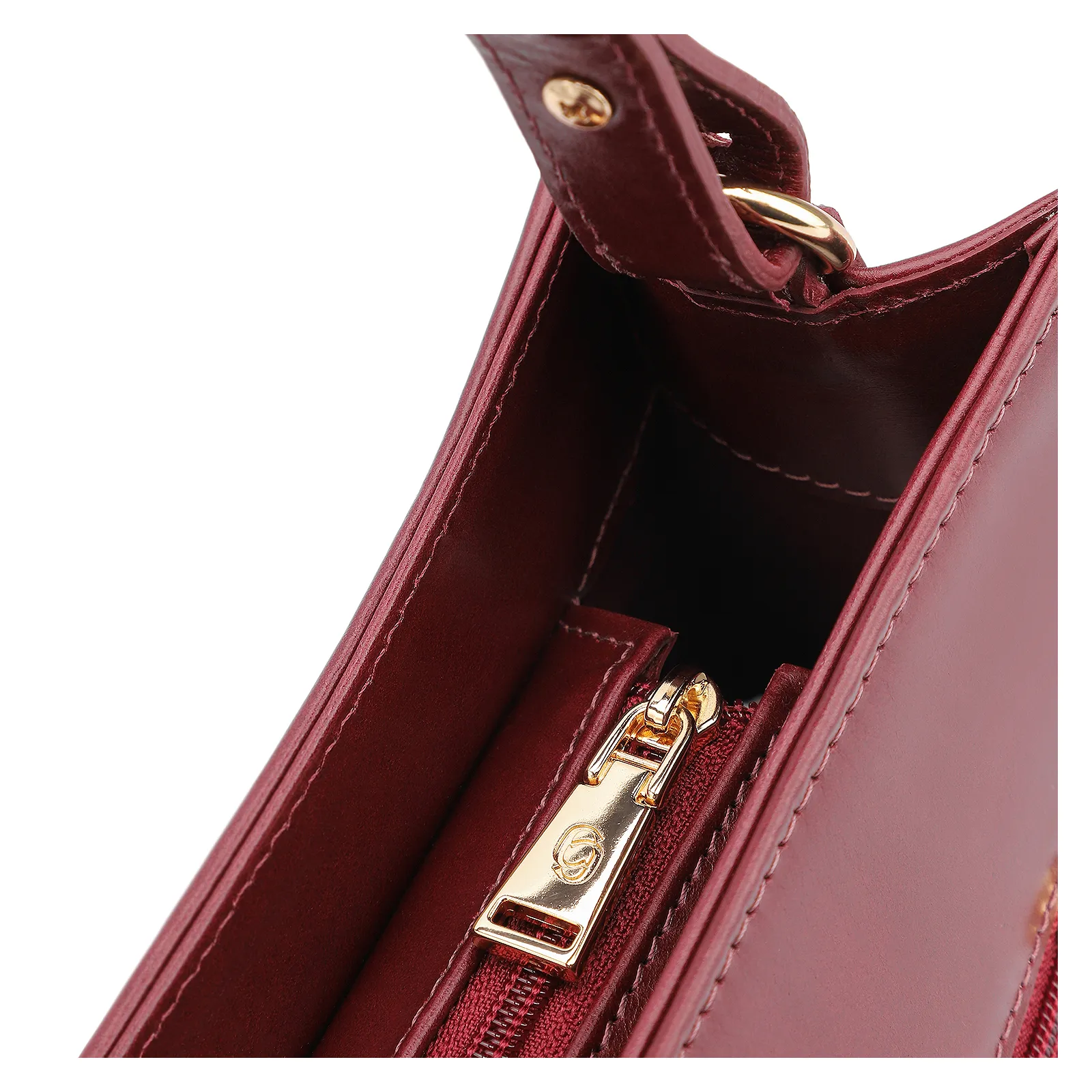 Bolsa De Ombro Fivelas Couro Vinho