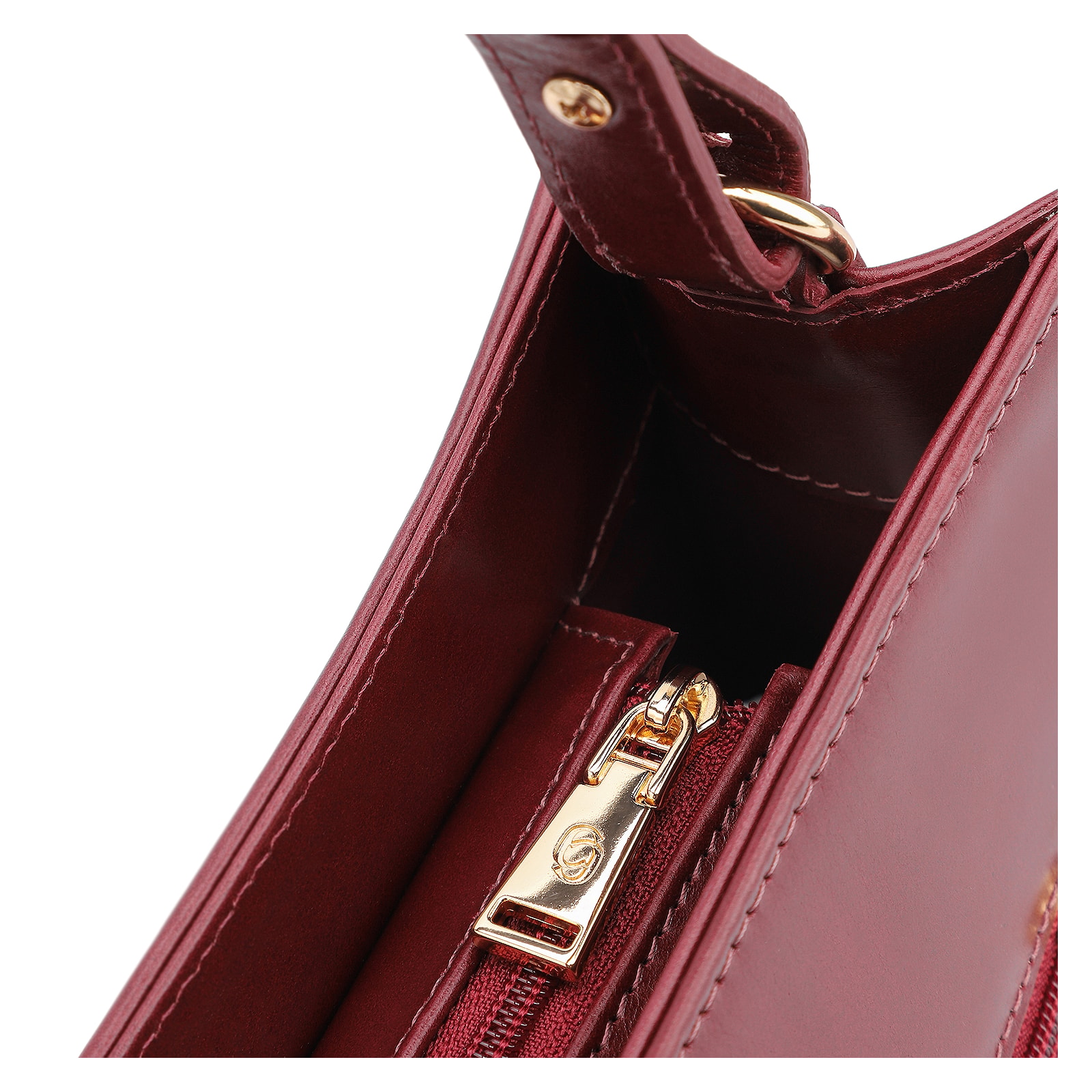 Bolsa De Ombro Fivelas Couro Vinho