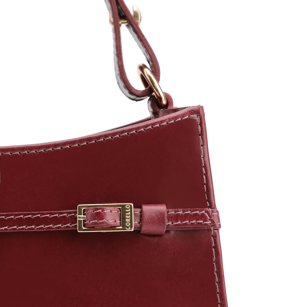Bolsa De Ombro Fivelas Couro Vinho - imagem 7
