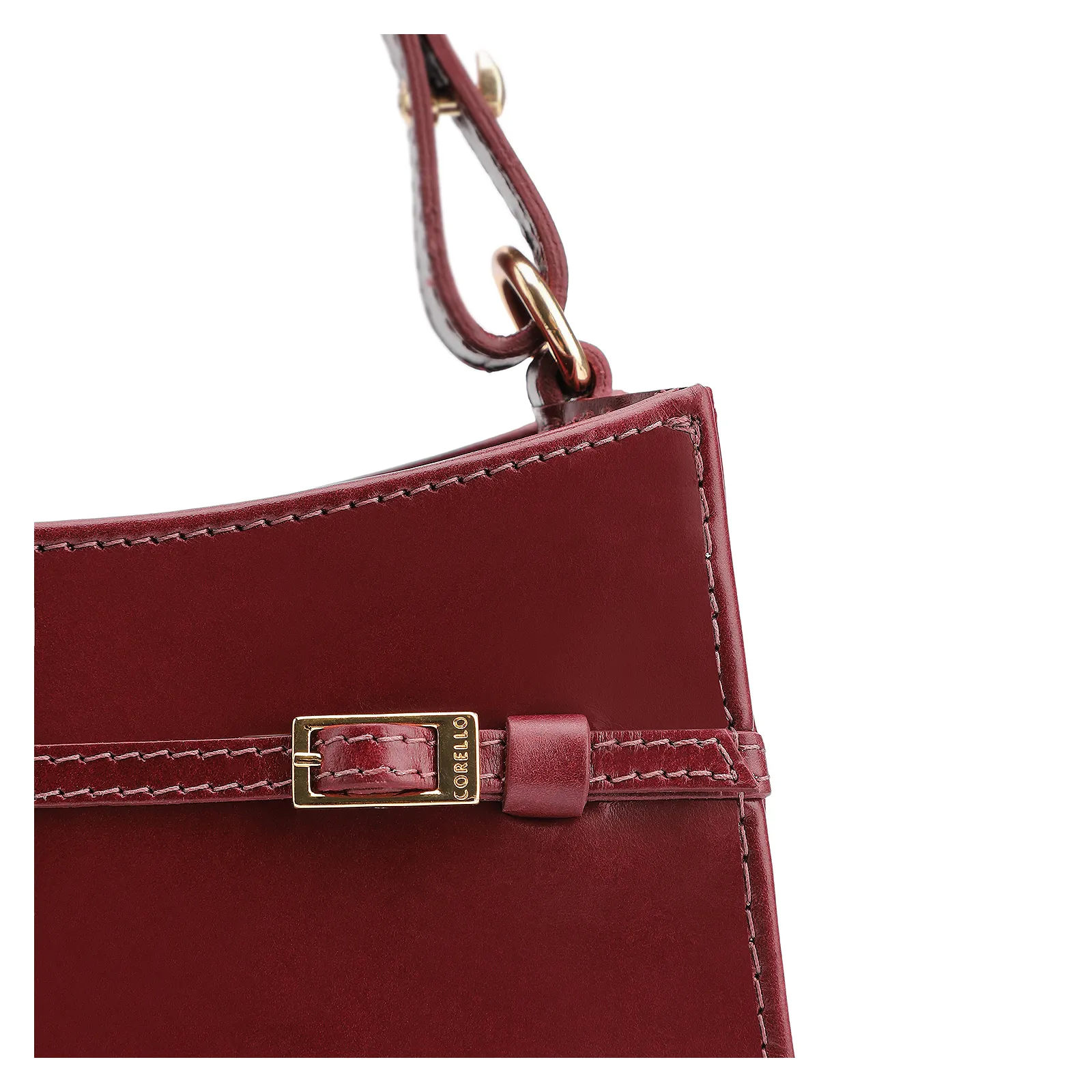 Bolsa De Ombro Fivelas Couro Vinho