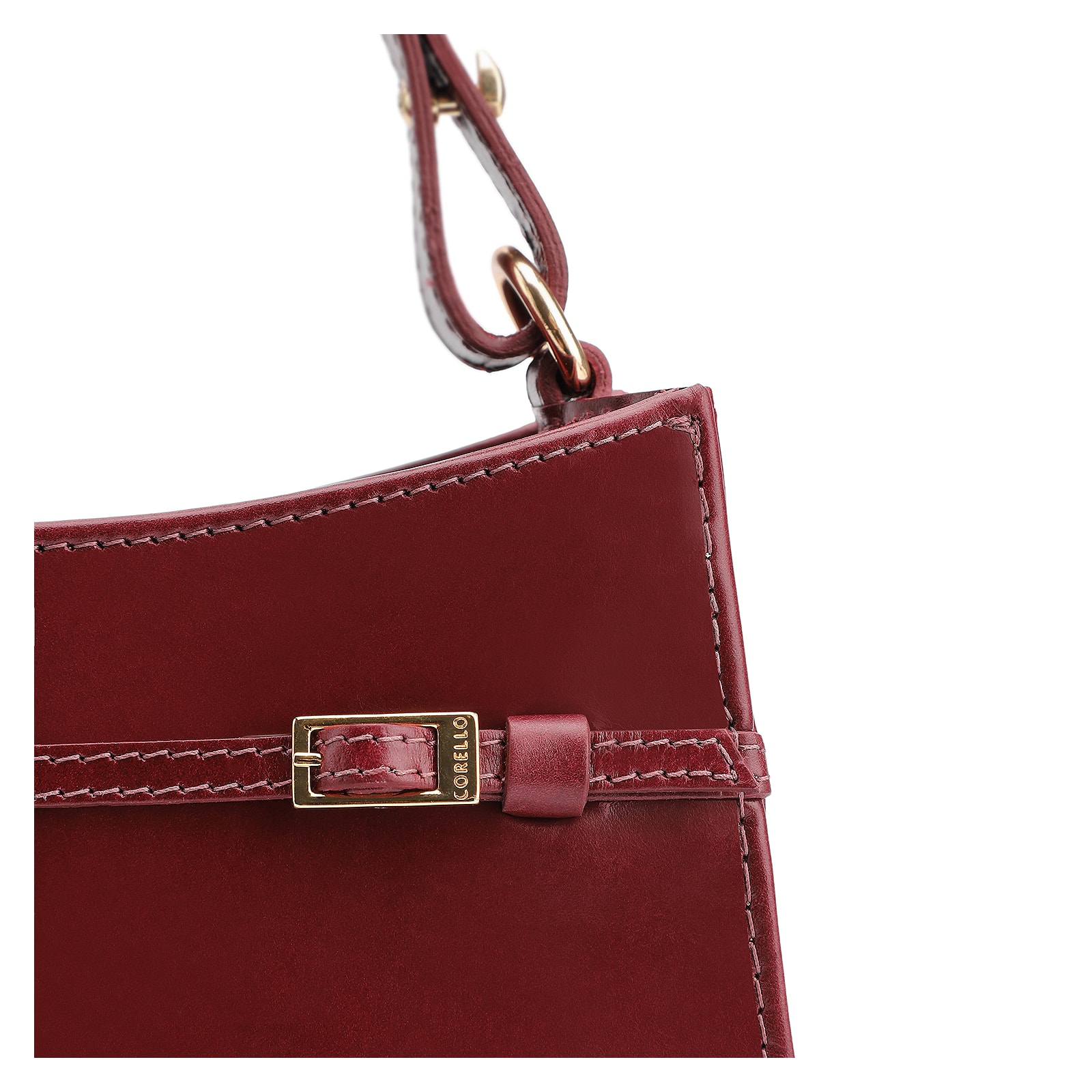 Bolsa De Ombro Fivelas Couro Vinho