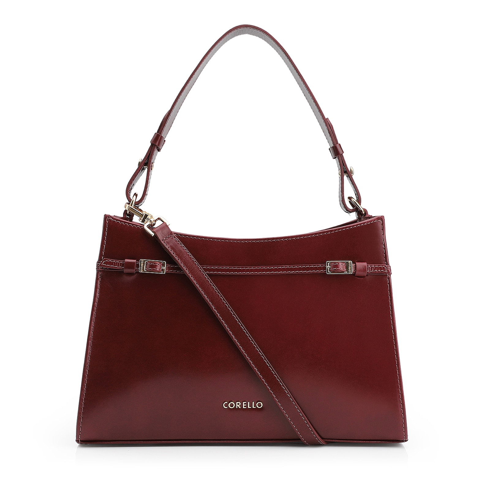 Bolsa De Ombro Fivelas Couro Vinho