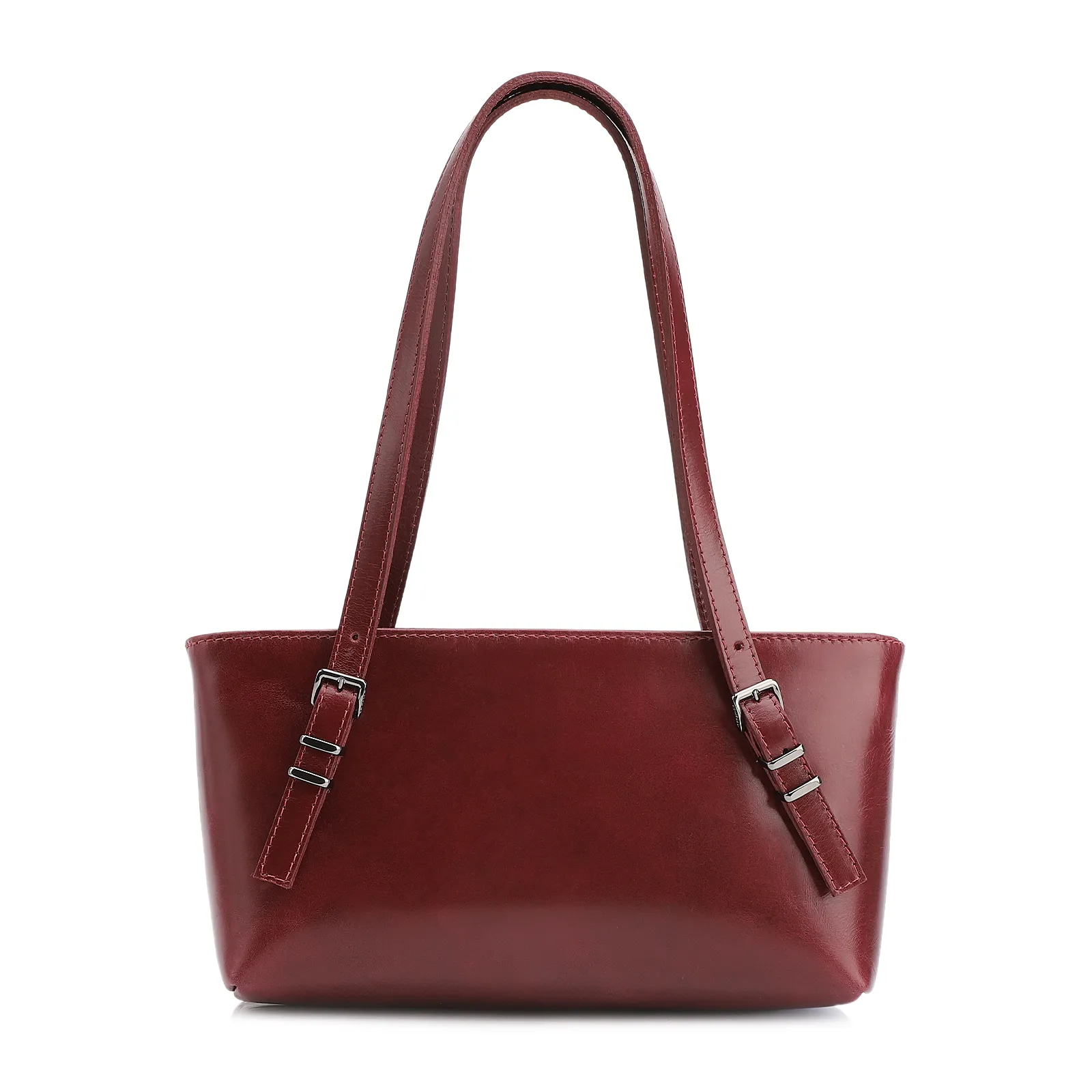 Bolsa De Ombro Fivelas Couro Vinho