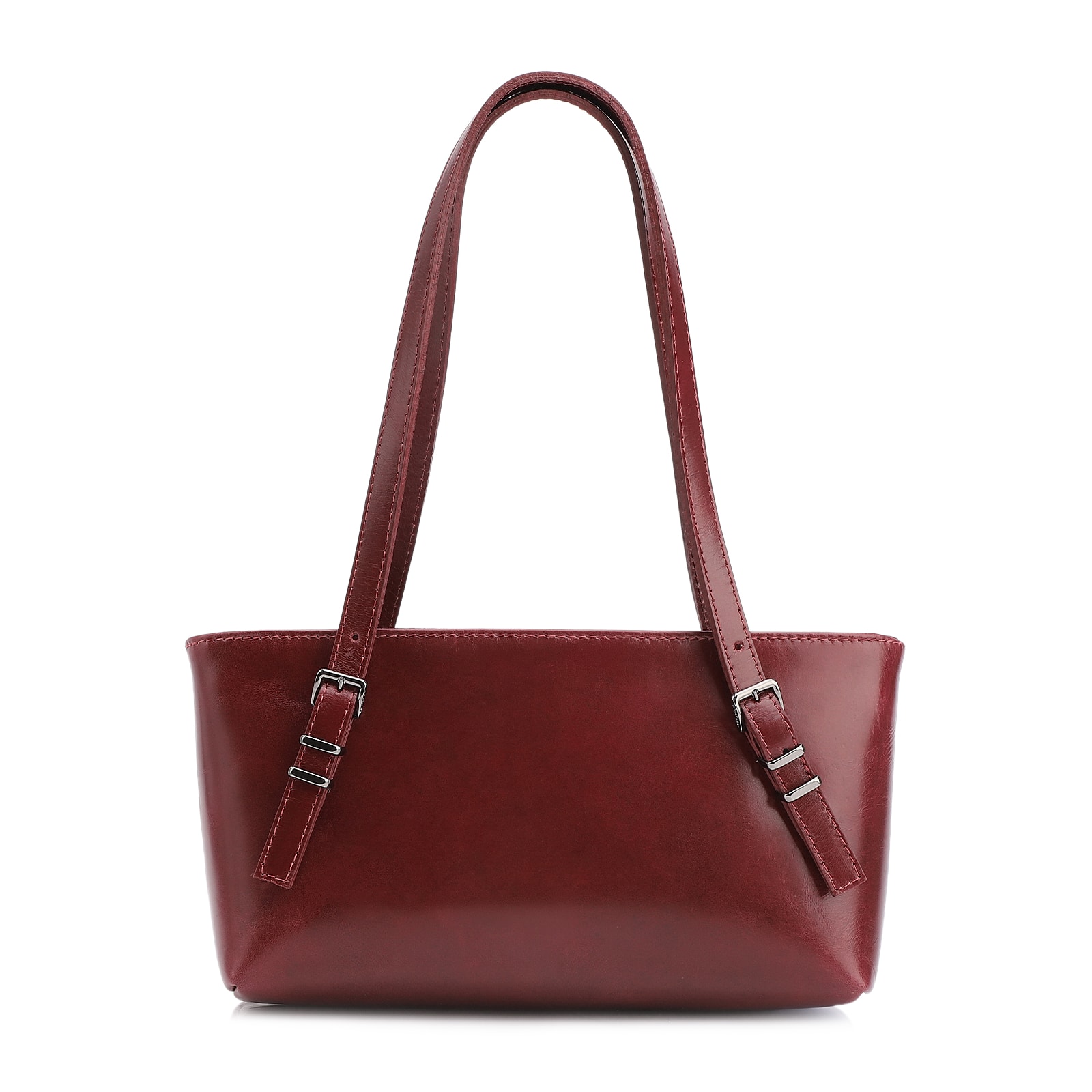 Bolsa De Ombro Fivelas Couro Vinho