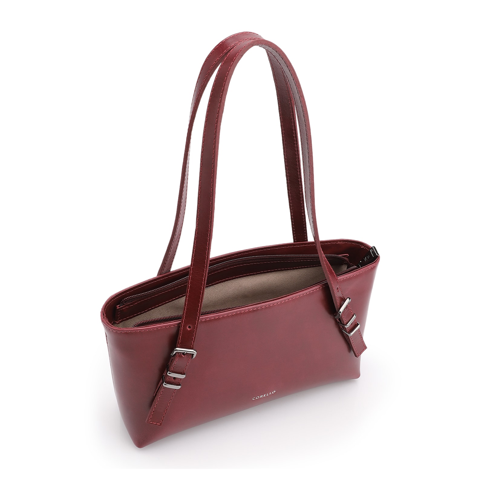 Bolsa De Ombro Fivelas Couro Vinho