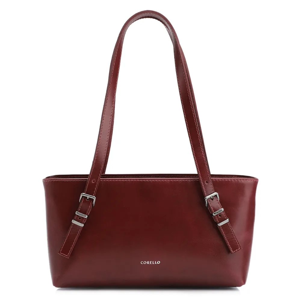 Bolsa De Ombro Fivelas Couro Vinho