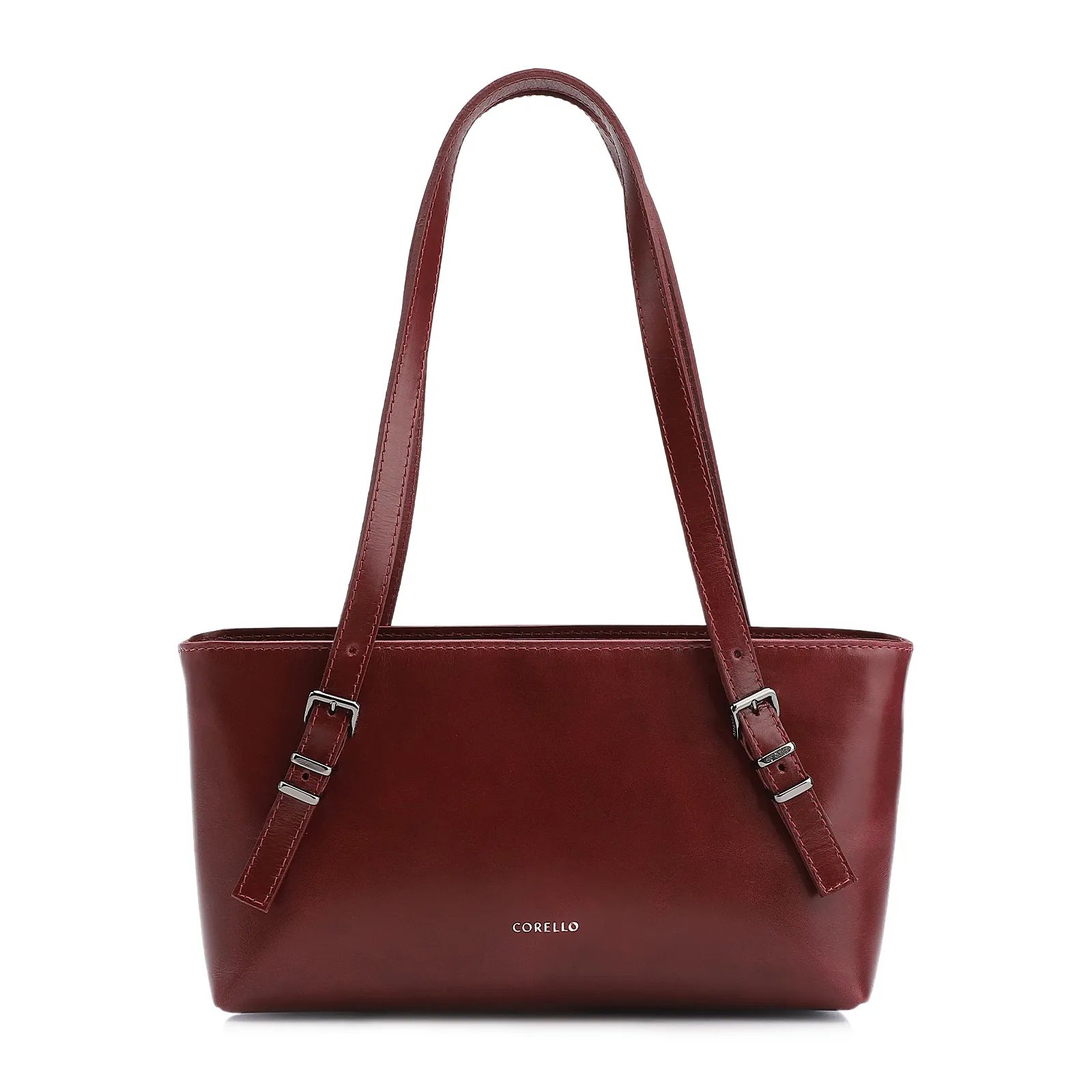 Bolsa De Ombro Fivelas Couro Vinho