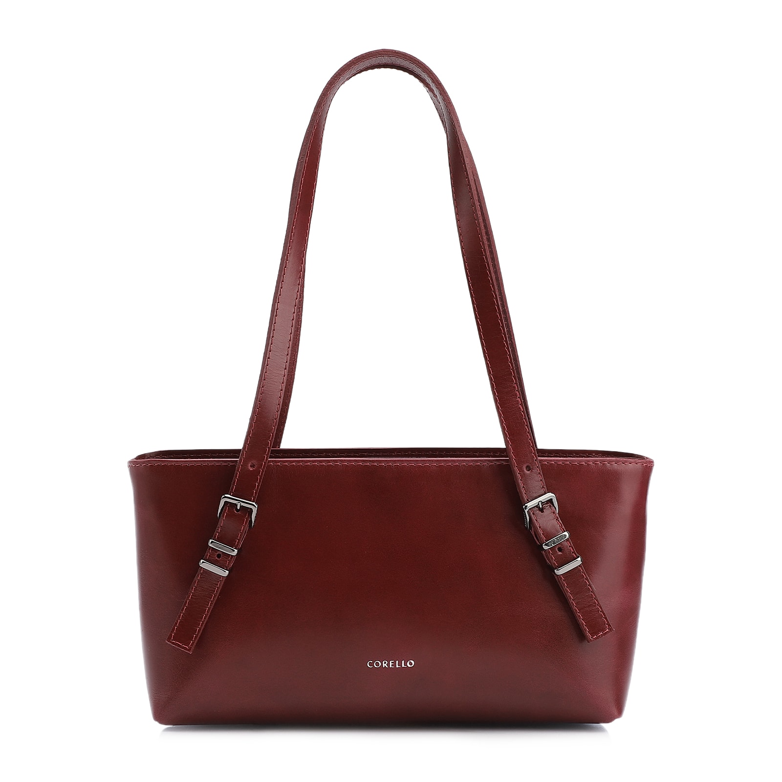 Bolsa De Ombro Fivelas Couro Vinho