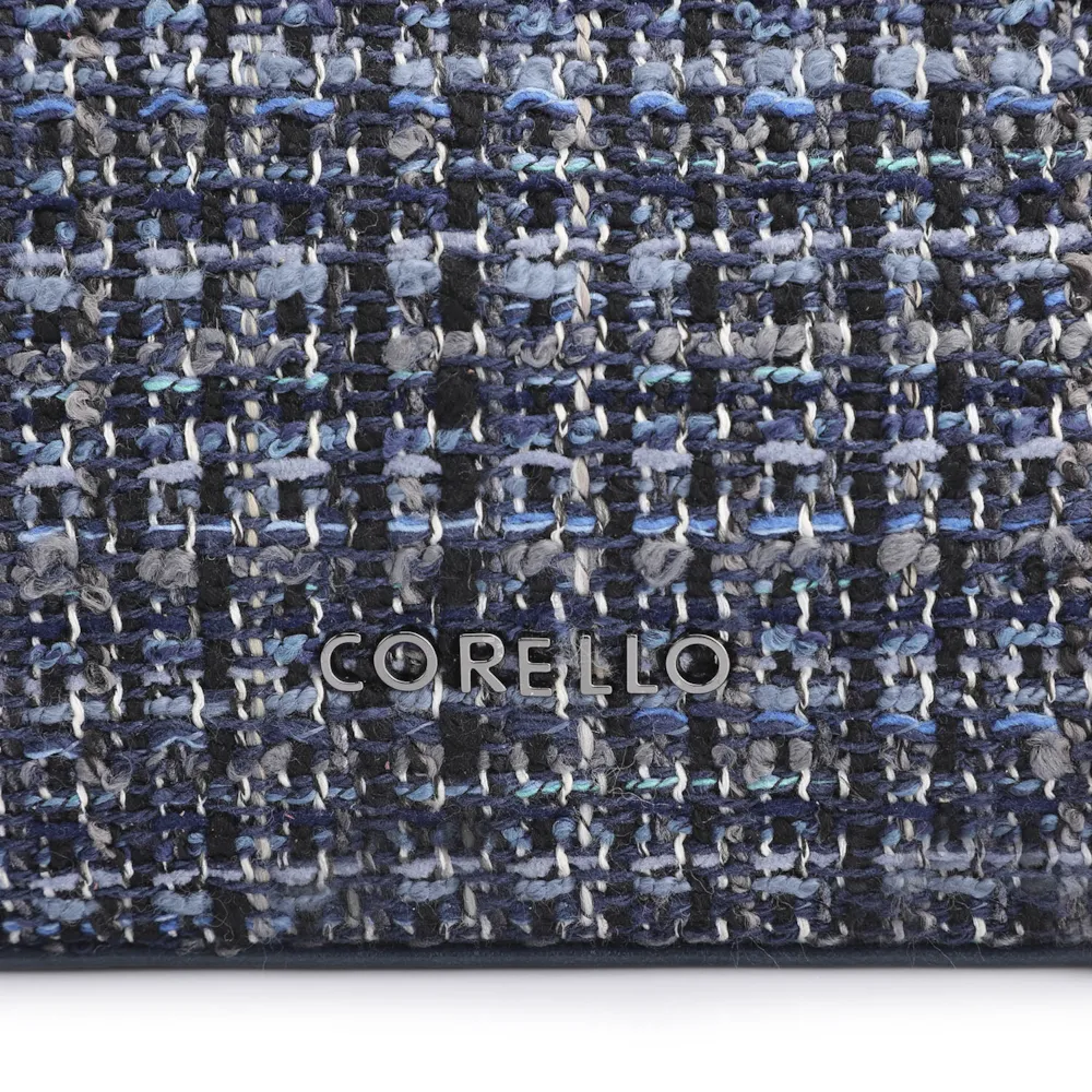 Bolsa De Ombro Fivelas Tweed Azul/Couro Azul - imagem 6