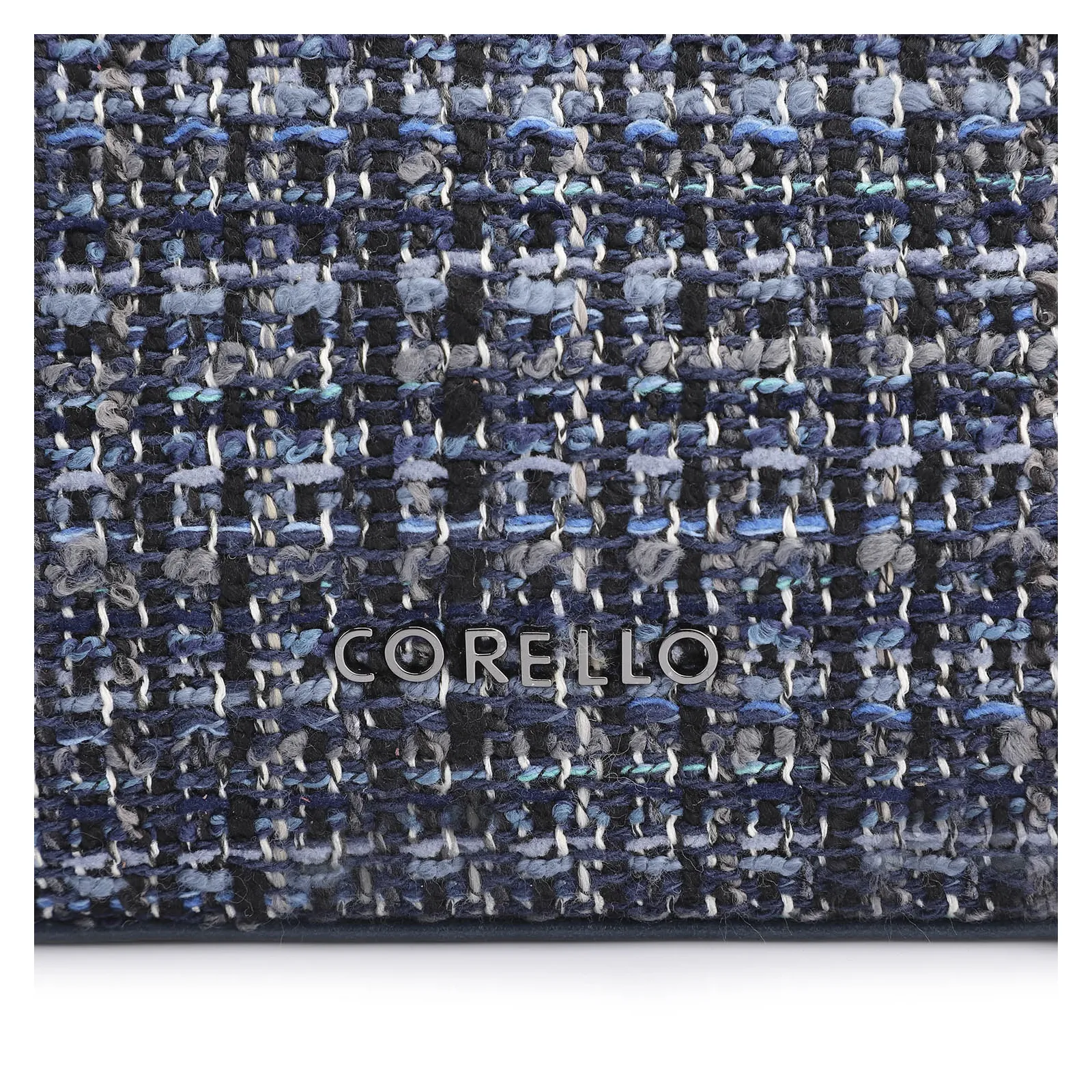 Bolsa De Ombro Fivelas Tweed Azul/Couro Azul
