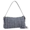 Bolsa De Ombro Fivelas Tweed Azul/Couro Azul - imagem 2