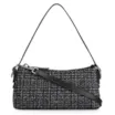 Bolsa De Ombro Fivelas Tweed Preto/Couro Preto - imagem 1