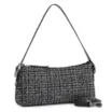 Bolsa De Ombro Fivelas Tweed Preto/Couro Preto - imagem 2
