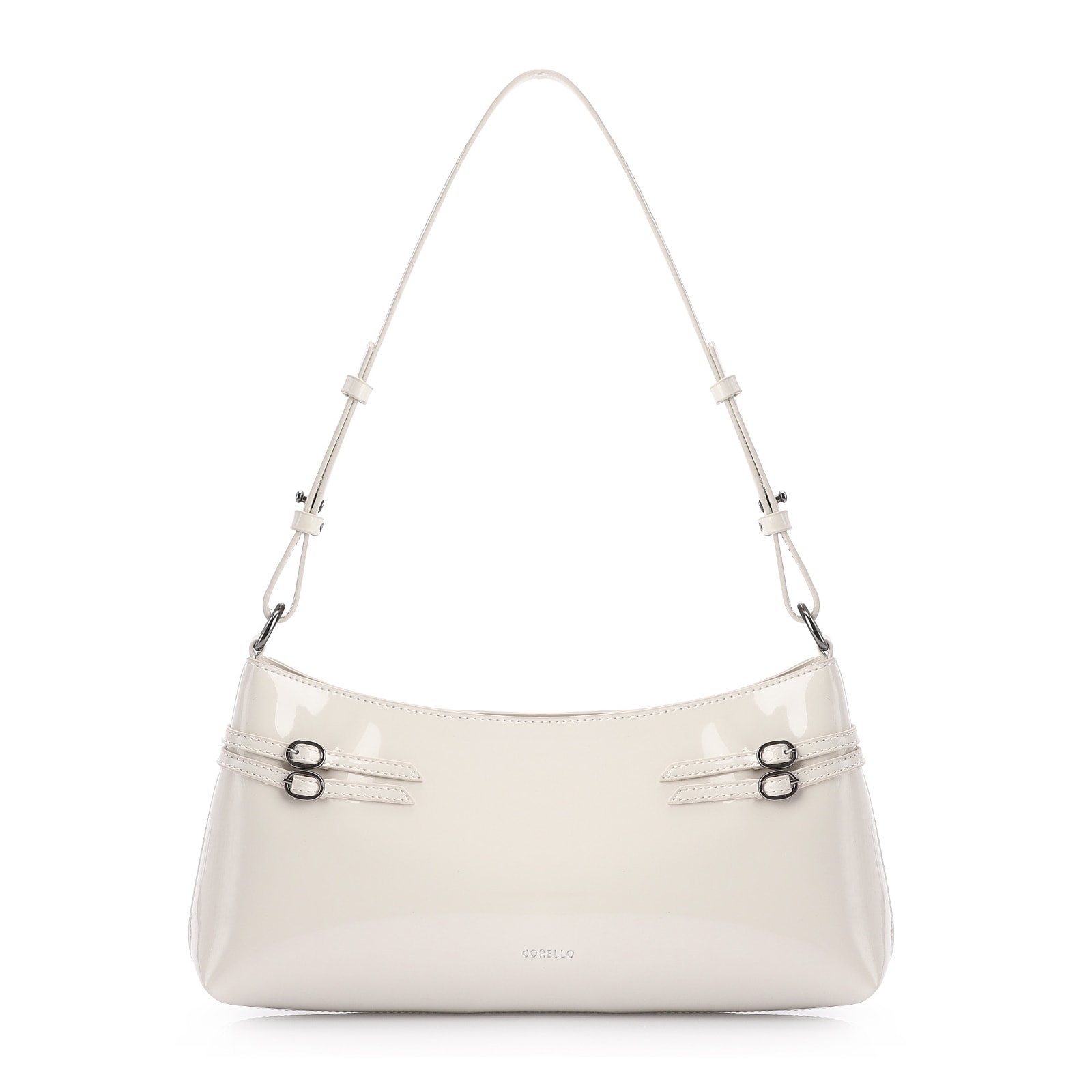 Bolsa De Ombro Fivelas Verniz Off White