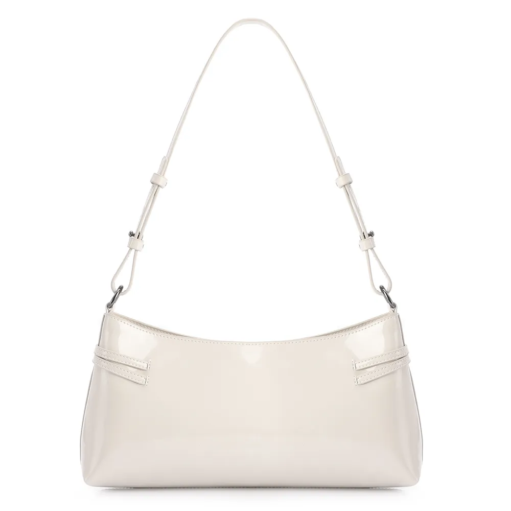 Bolsa De Ombro Fivelas Verniz Off White - imagem 4