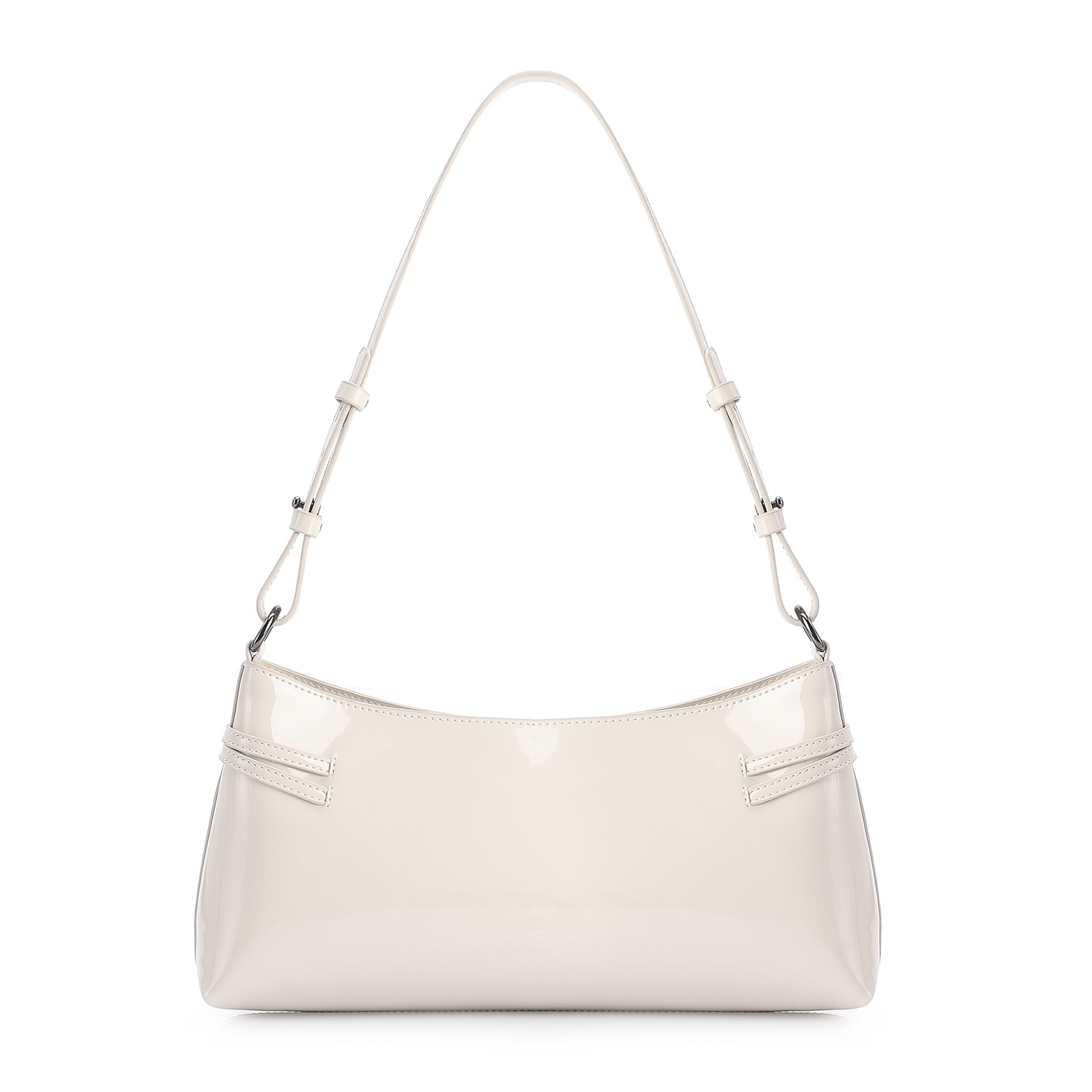 Bolsa De Ombro Fivelas Verniz Off White