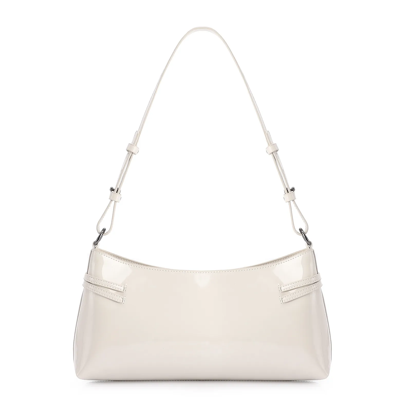 Bolsa De Ombro Fivelas Verniz Off White