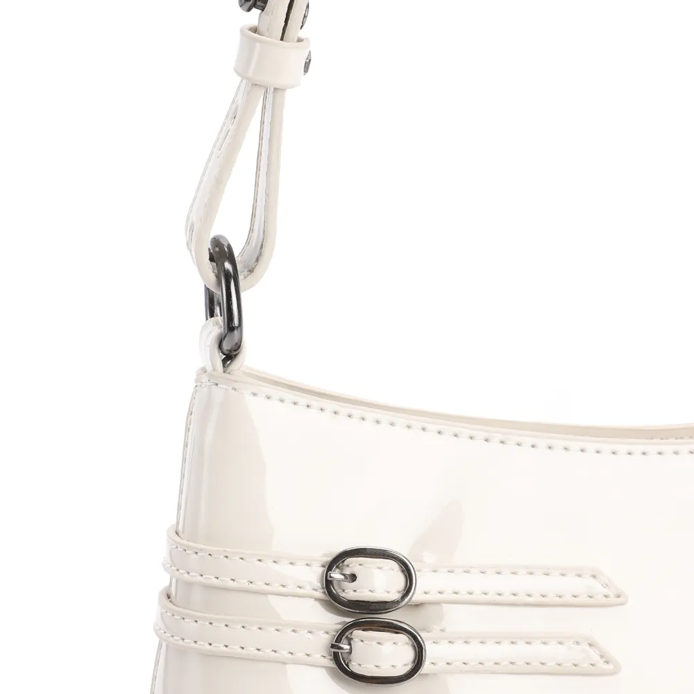 Bolsa De Ombro Fivelas Verniz Off White - imagem 6