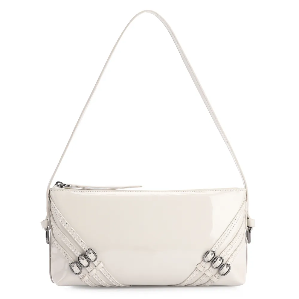 Bolsa De Ombro Fivelas Verniz Off White
