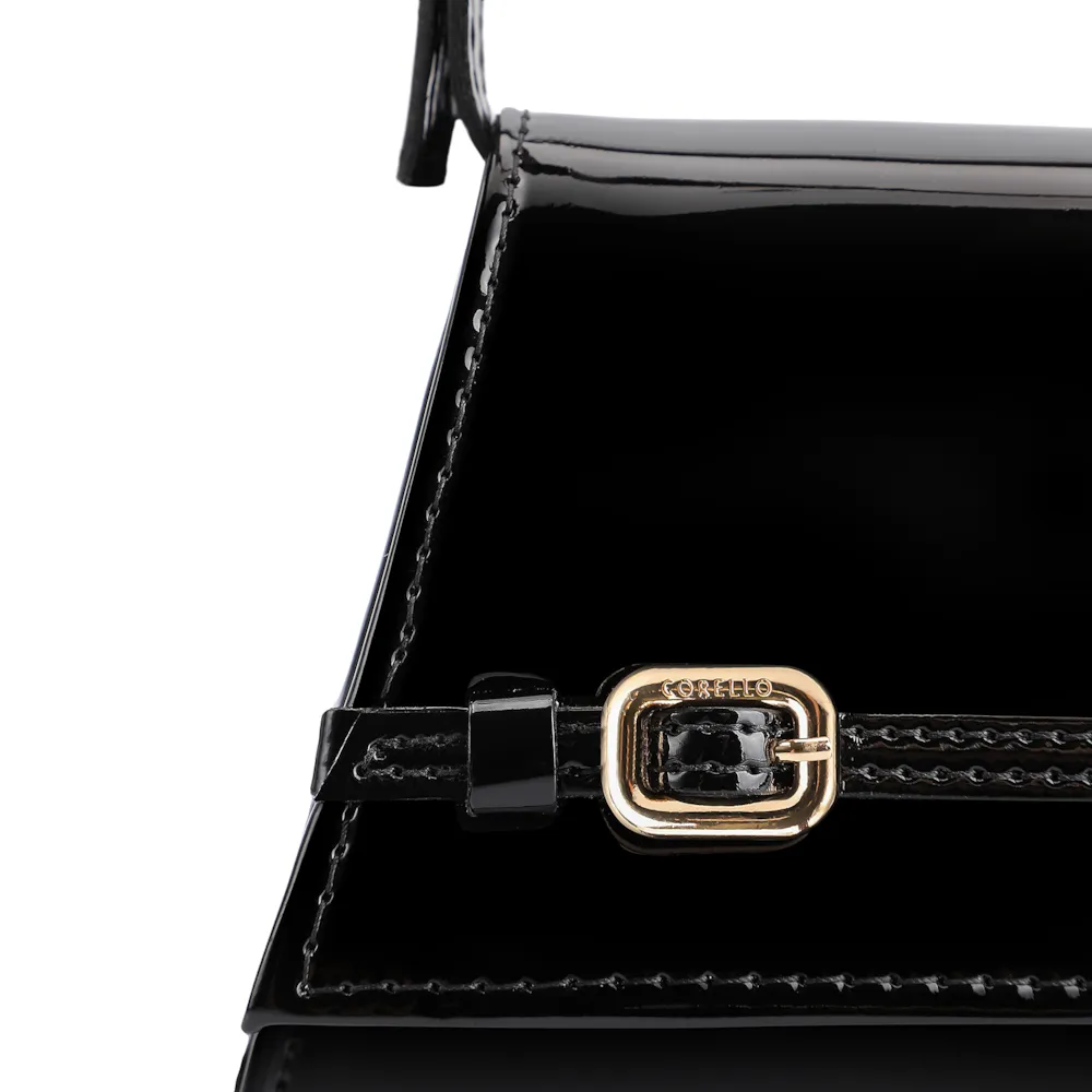 Bolsa De Ombro Fivelas Verniz Preto - imagem 5