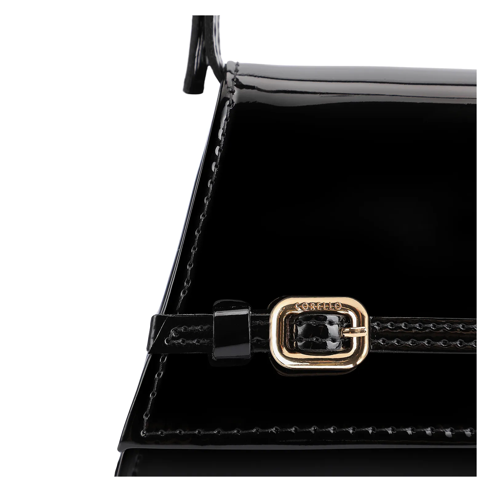 Bolsa De Ombro Fivelas Verniz Preto