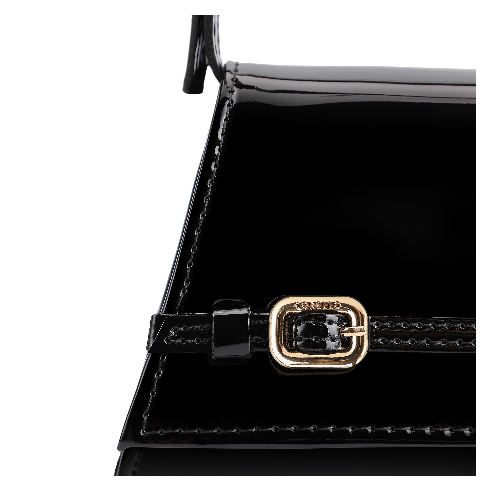 Bolsa De Ombro Fivelas Verniz Preto