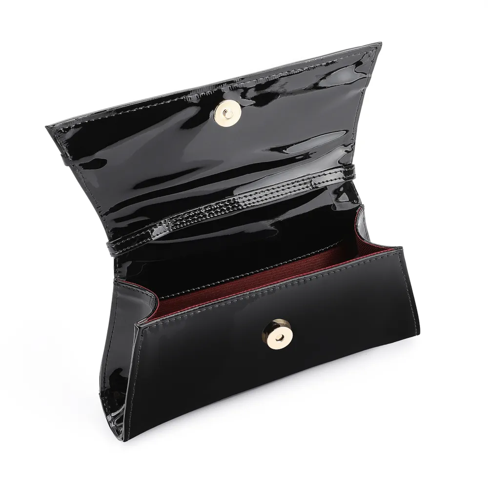 Bolsa De Ombro Fivelas Verniz Preto - imagem 4