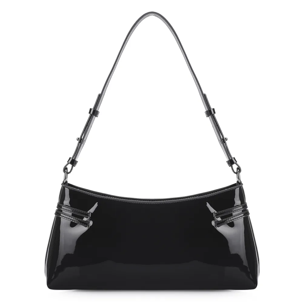 Bolsa De Ombro Fivelas Verniz Preto - imagem 3