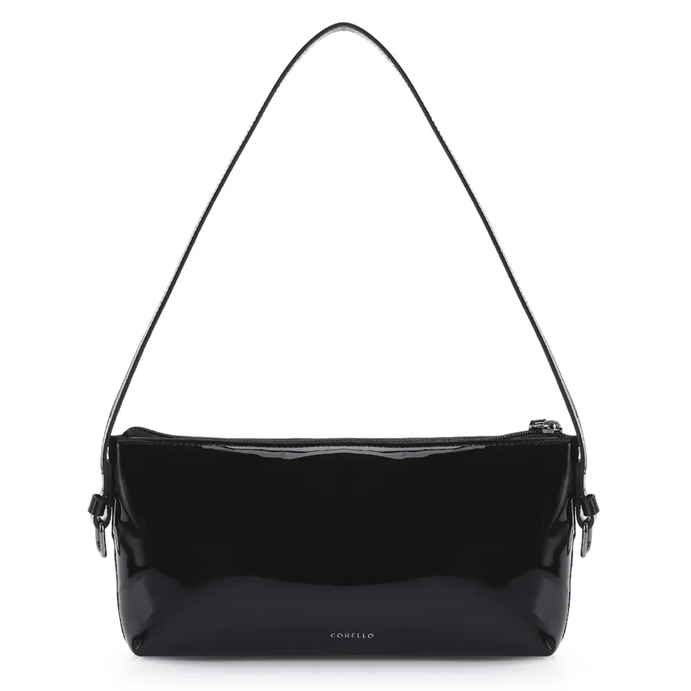 Bolsa De Ombro Fivelas Verniz Preto - imagem 4